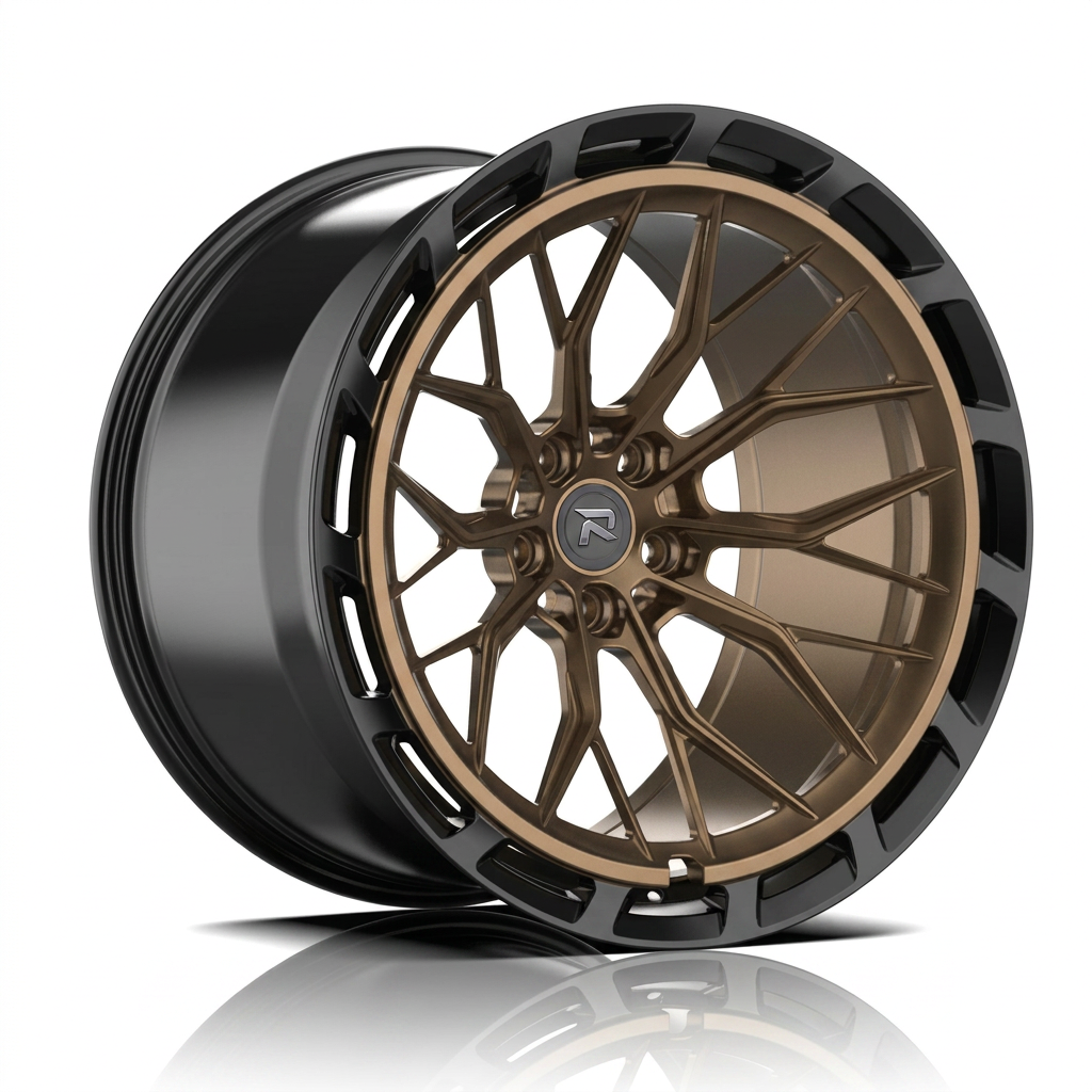 RZR CXLVIII forged wheel — Satin Bronze / Gloss Black Lip