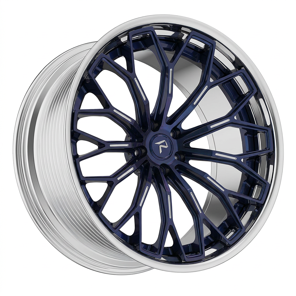 RZR LXVI forged wheel — Midnight Blue Pearl / Polished Lip