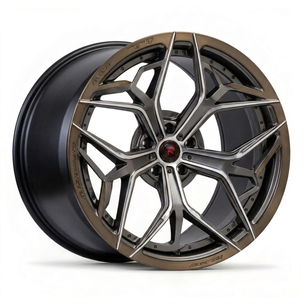 RZR XIII forged wheel — Brushed Titanium / Bronze Lip