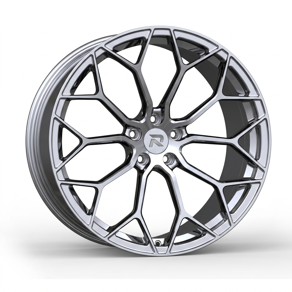 RZR CLXXXVIII forged wheel — Liquid Silver Chrome / Black Accents