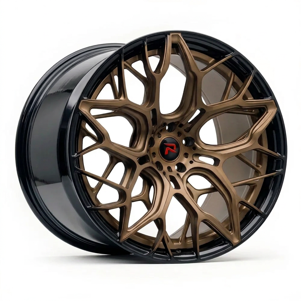 RZR XLIII forged wheel — Satin Bronze / Gloss Black Lip