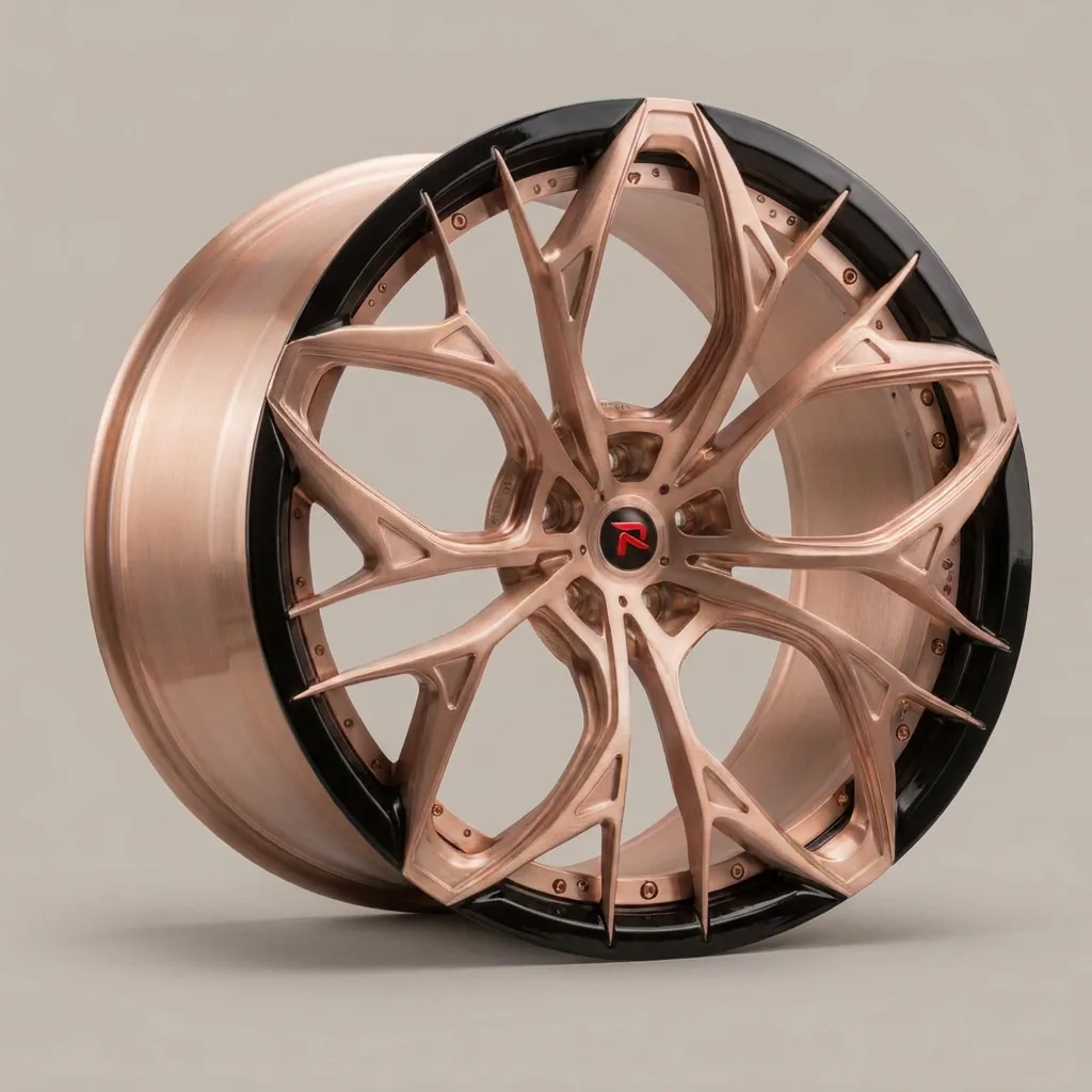 RZR XXII forged wheel — Brushed Rose Gold / Gloss Black Lip