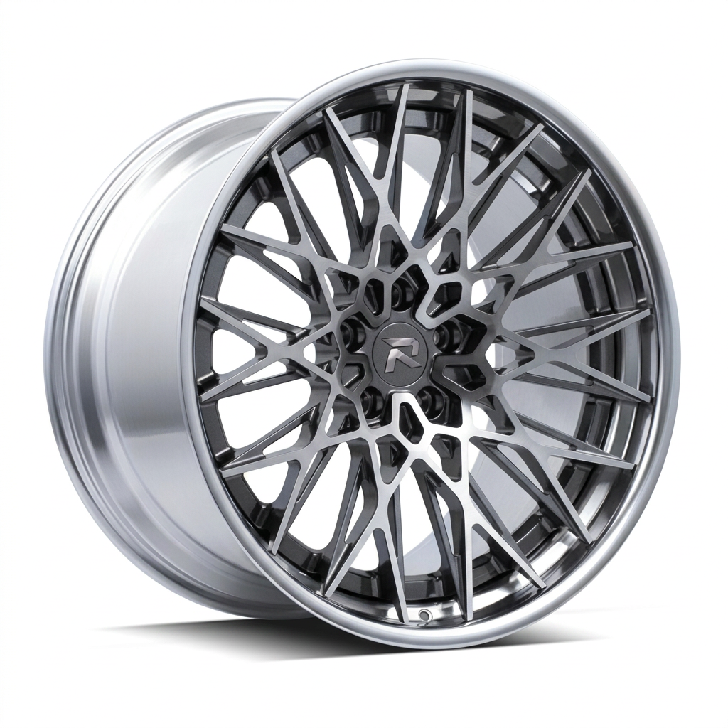 RZR CI forged wheel — Graphite Machined / Polished Lip