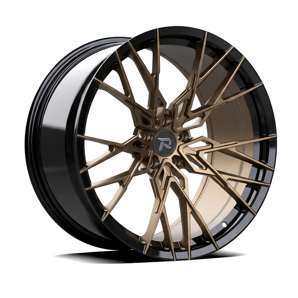 RZR CXLII forged wheel — Satin Bronze / Gloss Black Lip