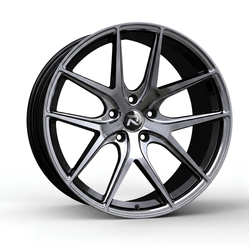 RZR CXCII forged wheel — Liquid Silver Chrome / Black Accents