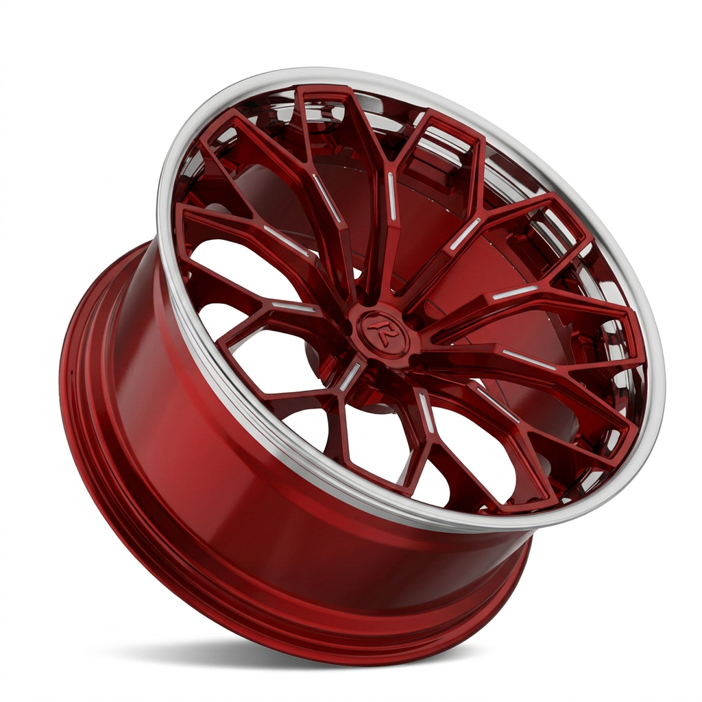 RZR LXVI forged wheel — Candy Red / Polished Lip
