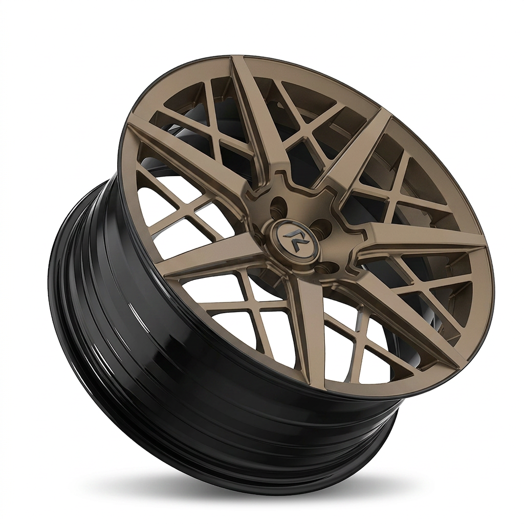 RZR LXXII forged wheel — Satin Bronze / Gloss Black Lip