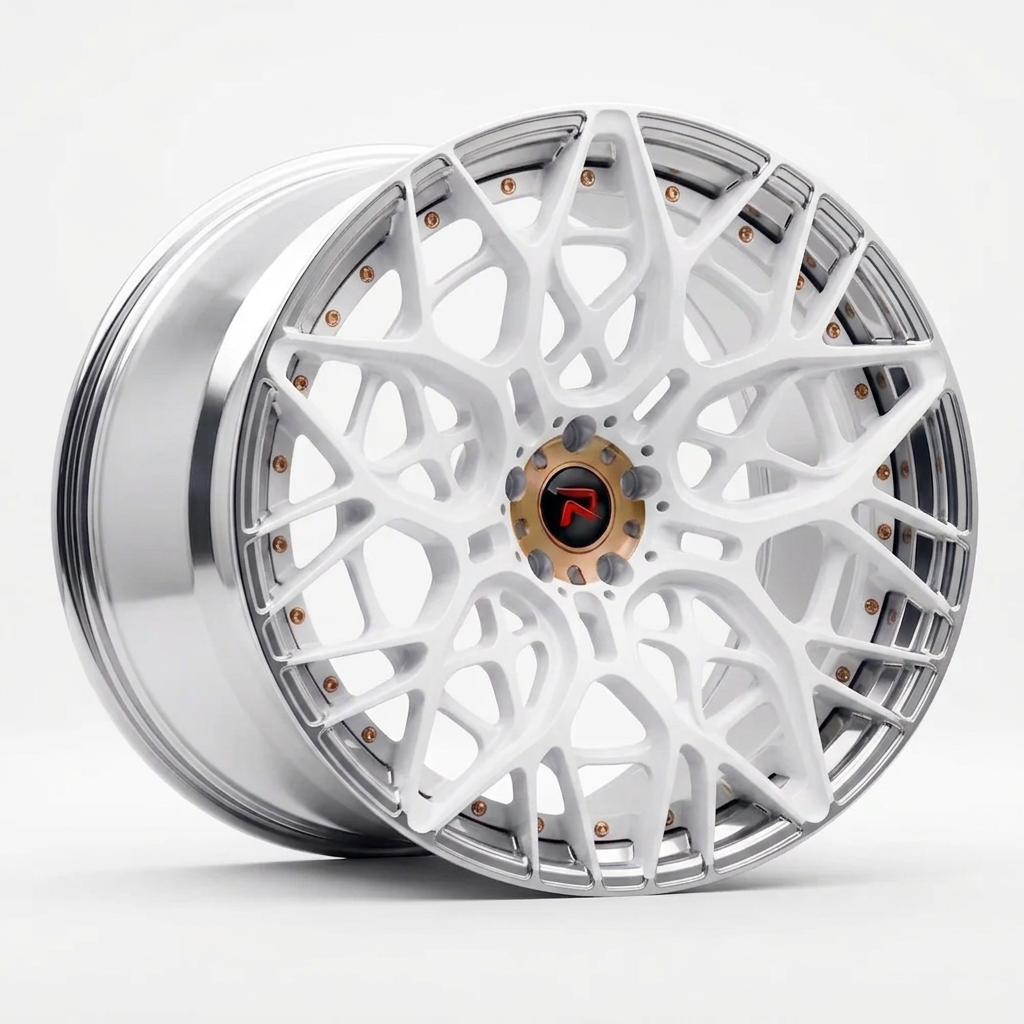 RZR LV forged wheel — Gloss White / Polished Lip