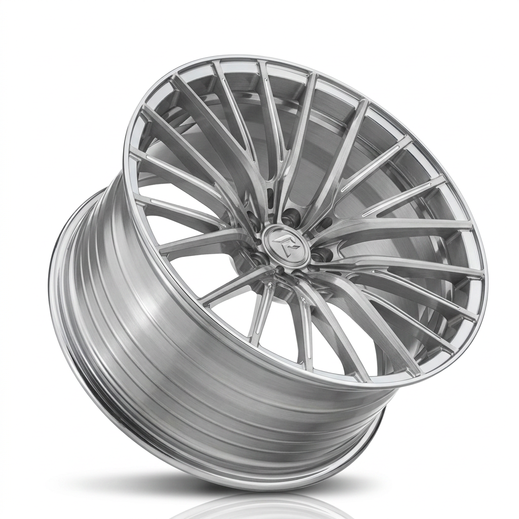 RZR LXXVI forged wheel — Brushed Silver / Polished Lip