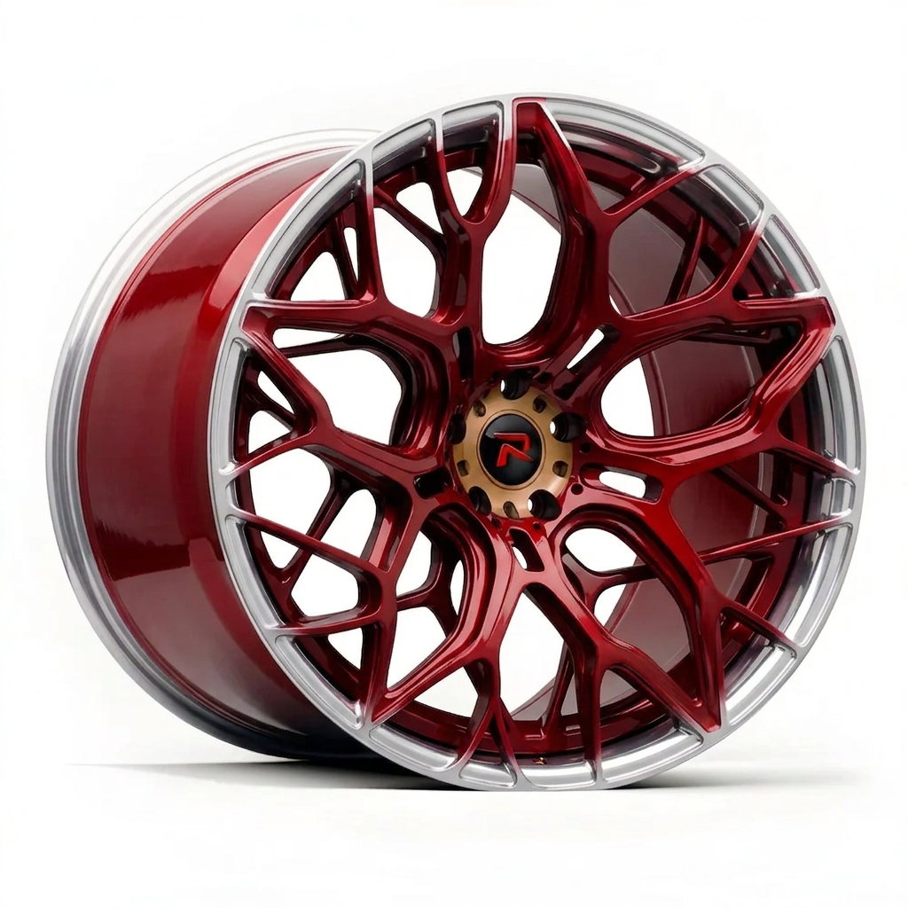 RZR XLIII forged wheel — Candy Red / Polished Lip