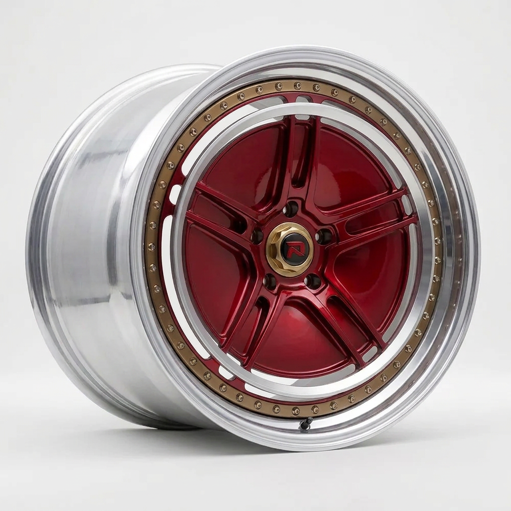 RZR XL forged wheel — Candy Red / Polished Lip