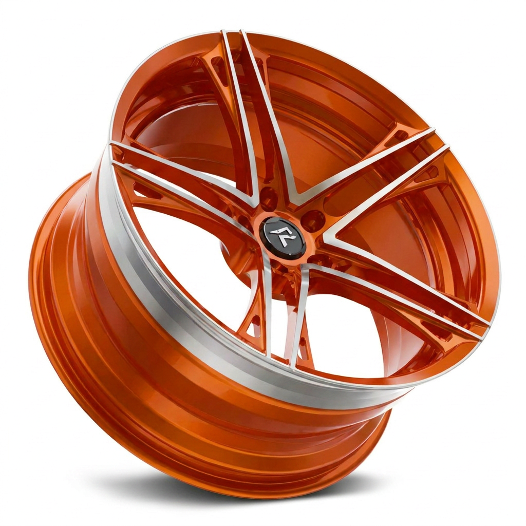 RZR V forged wheel — Candy Orange / Machined Spoke Edges
