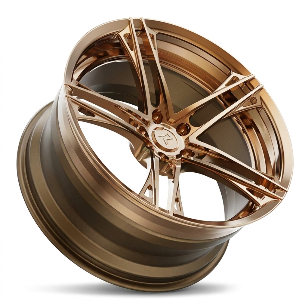RZR V forged wheel — Polished Rose Bronze / Satin Bronze Barrel