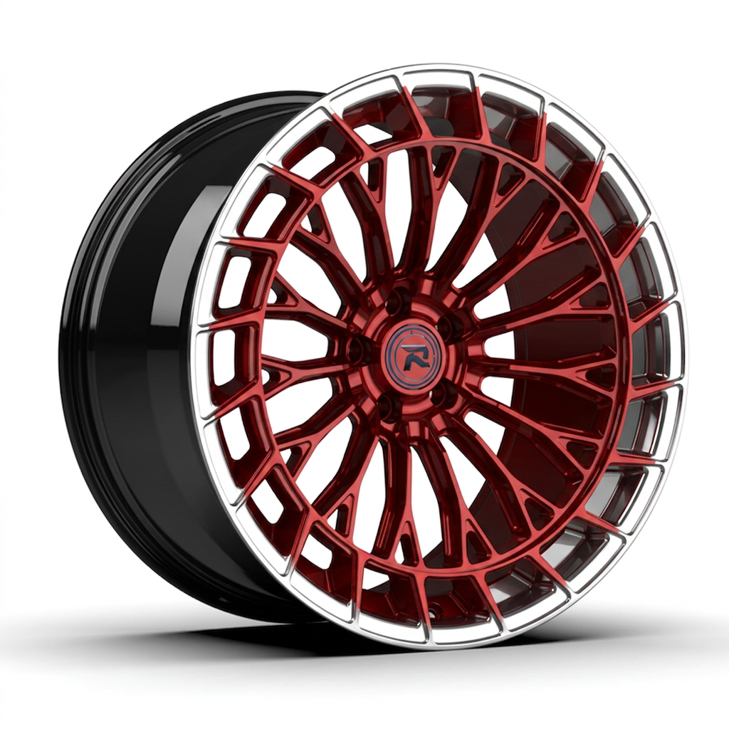 RZR CXIX forged wheel — Candy Red / Polished Lip