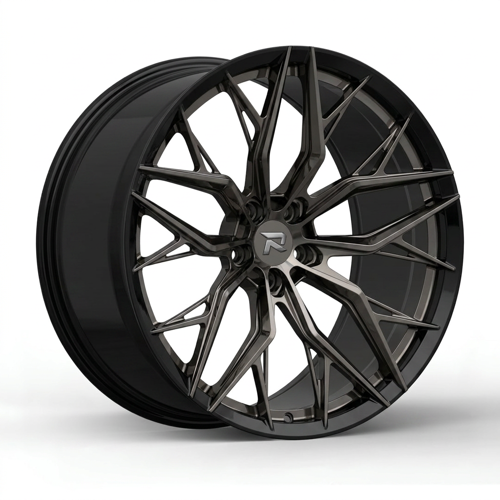 RZR CLXV forged wheel — Smoked Chrome / Gloss Black