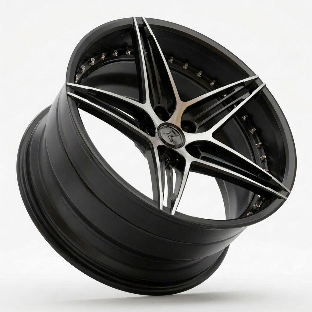 RZR VII forged wheel — Gloss Black / Machined Spoke Faces