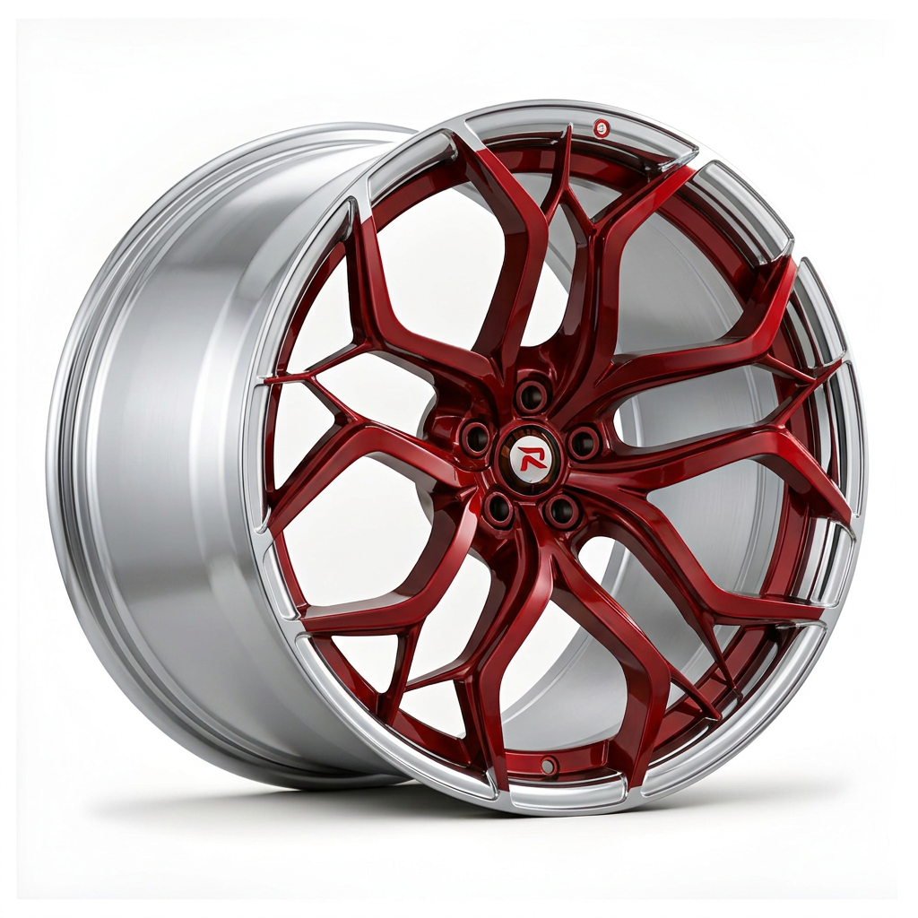 RZR XVIII forged wheel — Candy Red / Polished Lip
