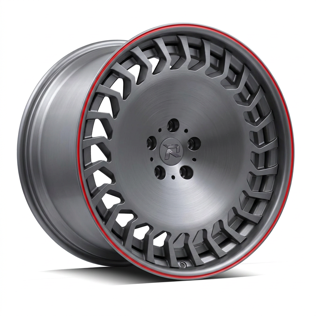 RZR CX forged wheel — Gunmetal / Red Pinstripe