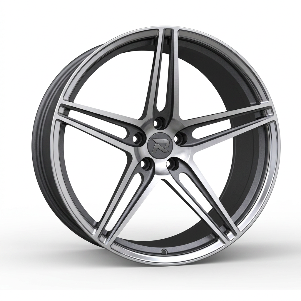 RZR CXXVII forged wheel — Graphite Machined / Polished Lip