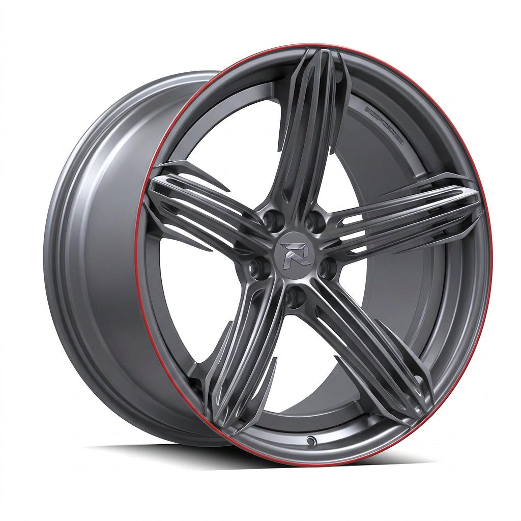RZR CIV forged wheel — Gunmetal / Red Pinstripe