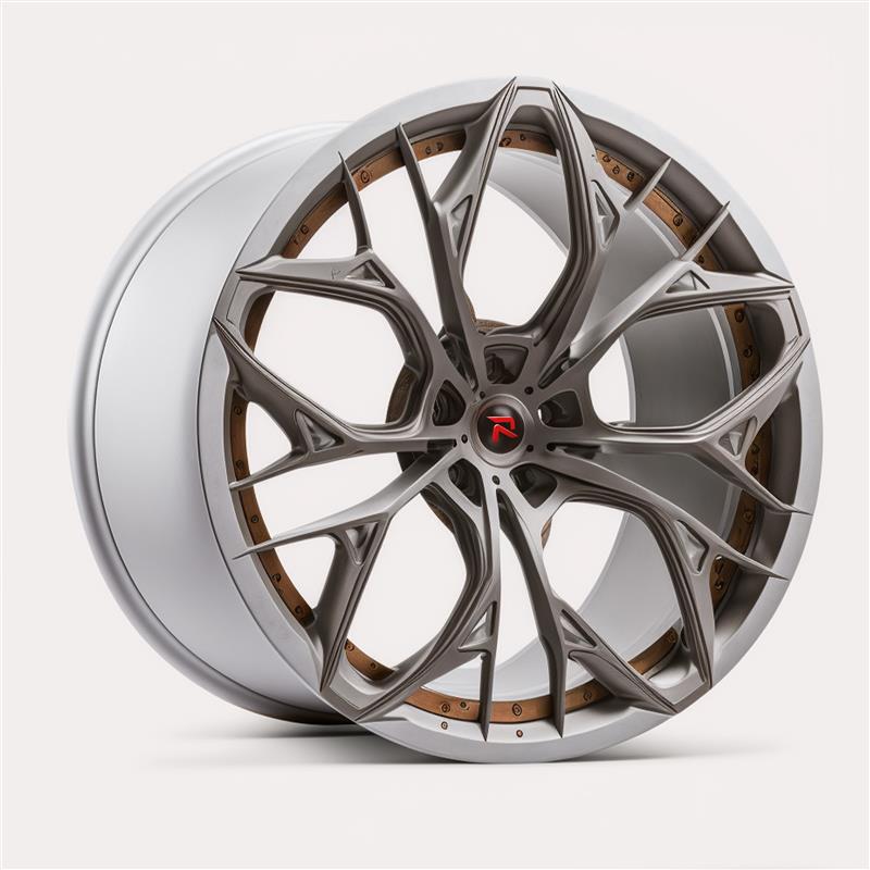 RZR XXII lightweight forged wheels by RAZOR TEC — A twisted five-spoke design with a sculpted hub crown and forged texture.