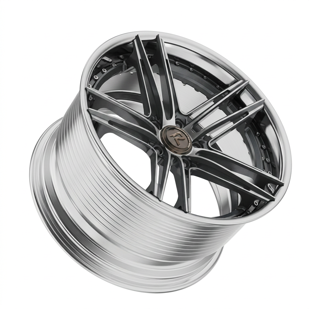 RZR LXIX forged wheel — Graphite Machined / Polished Lip