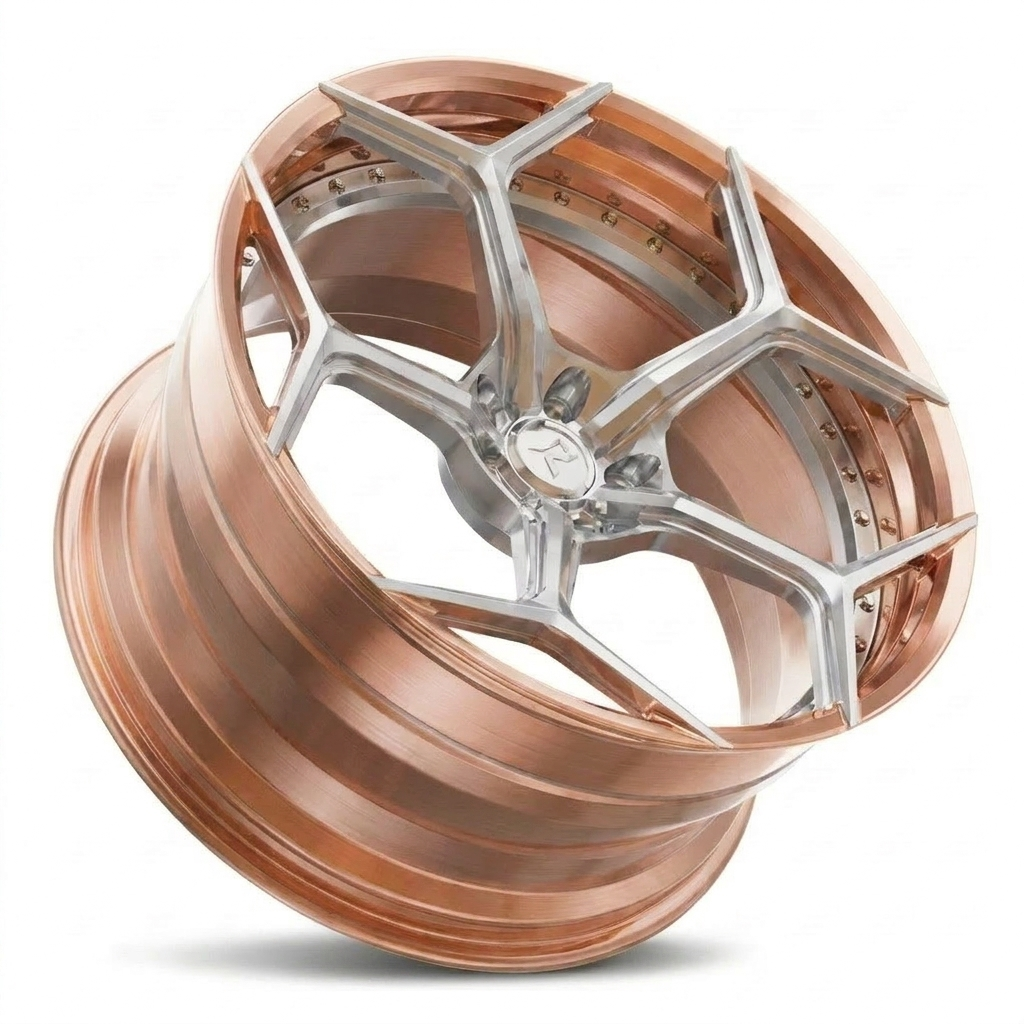 RZR VI custom forged wheel in Brushed Rose Gold Copper / Polished Face