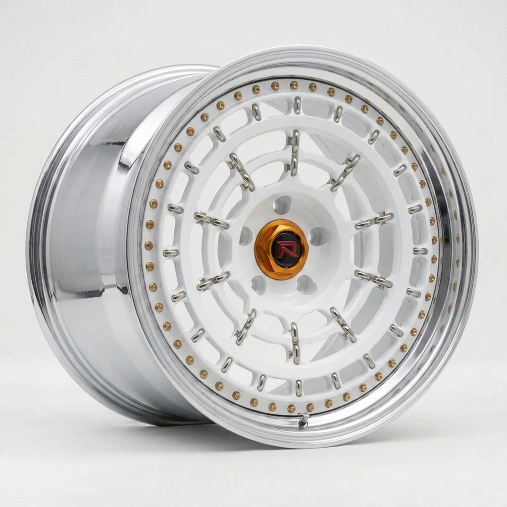 RZR XLII forged wheel — Gloss White / Polished Lip