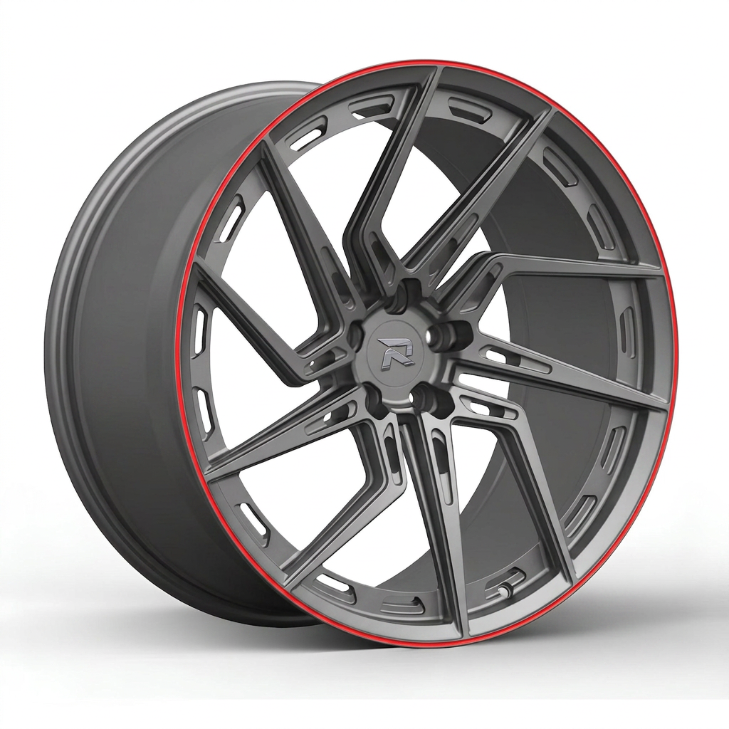 RZR CC forged wheel — Gunmetal / Red Pinstripe