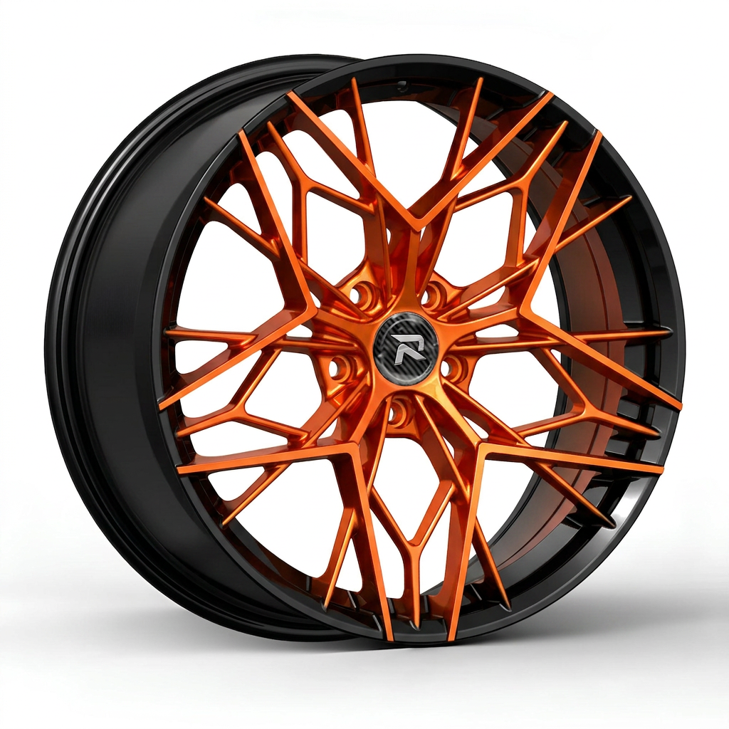 RZR CLVI forged wheel — Candy Orange / Gloss Black Lip