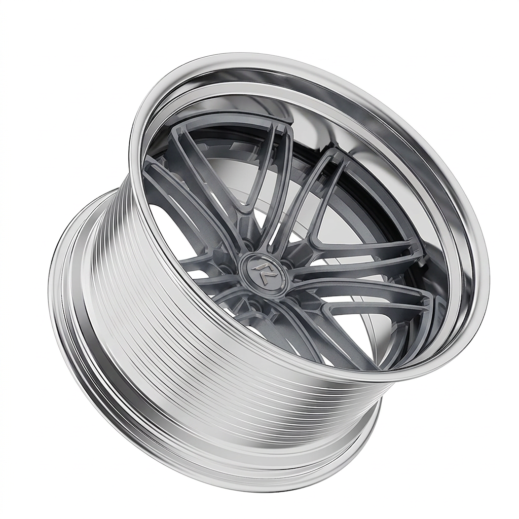 RZR LXVIII forged wheel — Frozen Grey Matte / Polished Lip