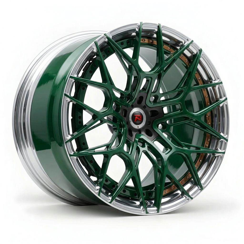 RZR XX forged wheel — British Racing Green / Polished Lip