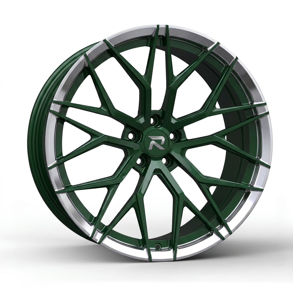 RZR CXXIX forged wheel — British Racing Green / Polished Lip