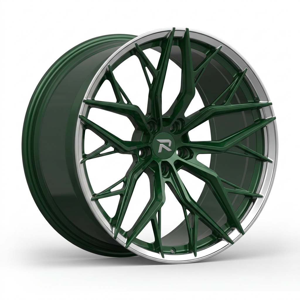 RZR CLXV forged wheel — British Racing Green / Polished Lip