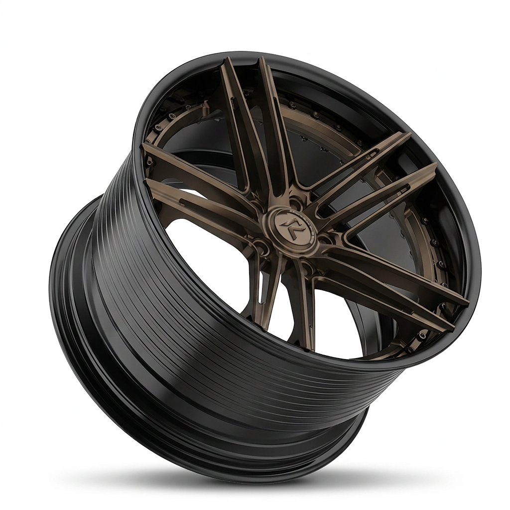 RZR LXIX forged wheel — Satin Bronze / Gloss Black Lip