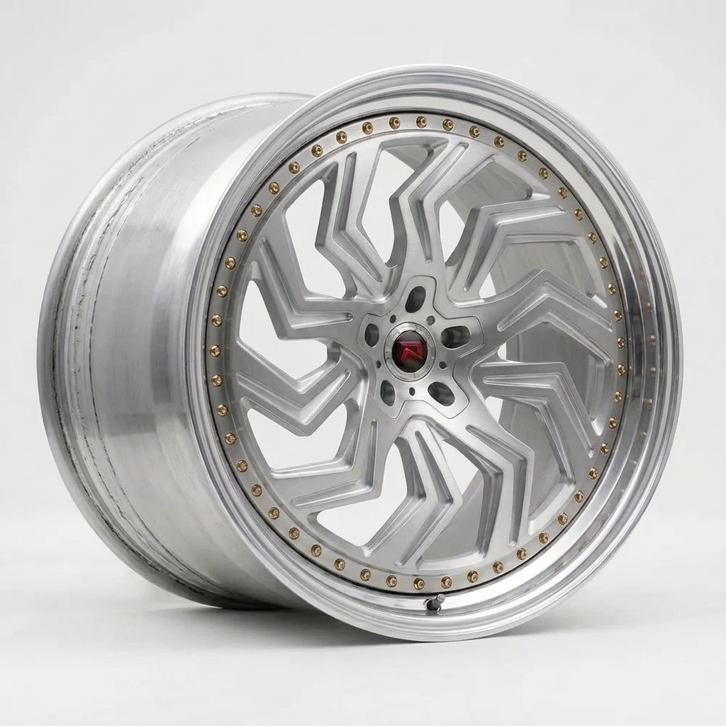 RZR XXXIX forged wheel — Brushed Silver / Polished Lip