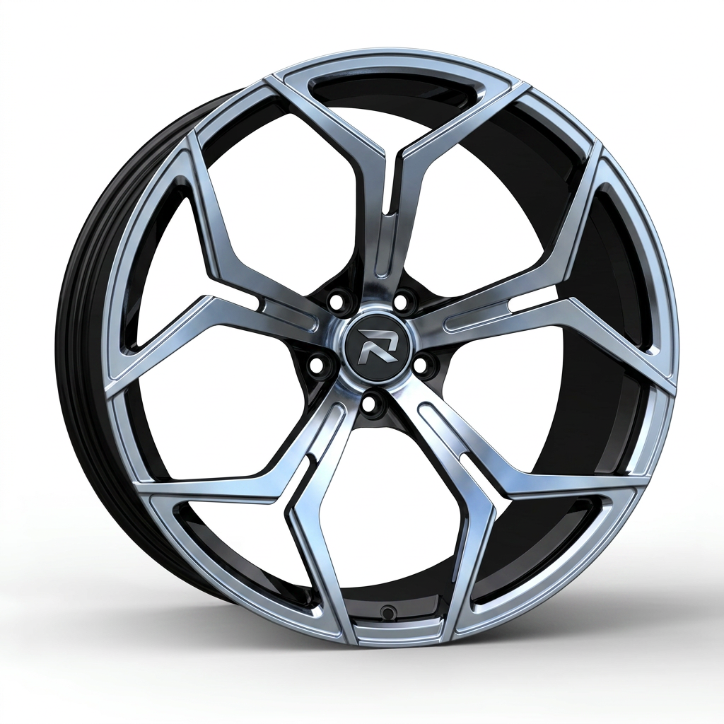 RZR CLXXV forged wheel — Liquid Silver Chrome / Black Accents