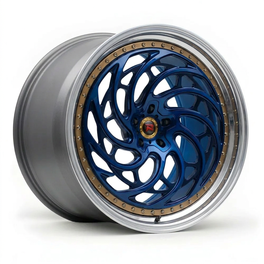 RZR XXVIII forged wheel — Candy Blue / Polished Lip