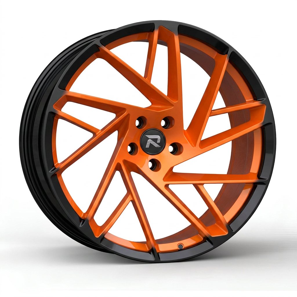 RZR CXIII forged wheel — Candy Orange / Gloss Black Lip