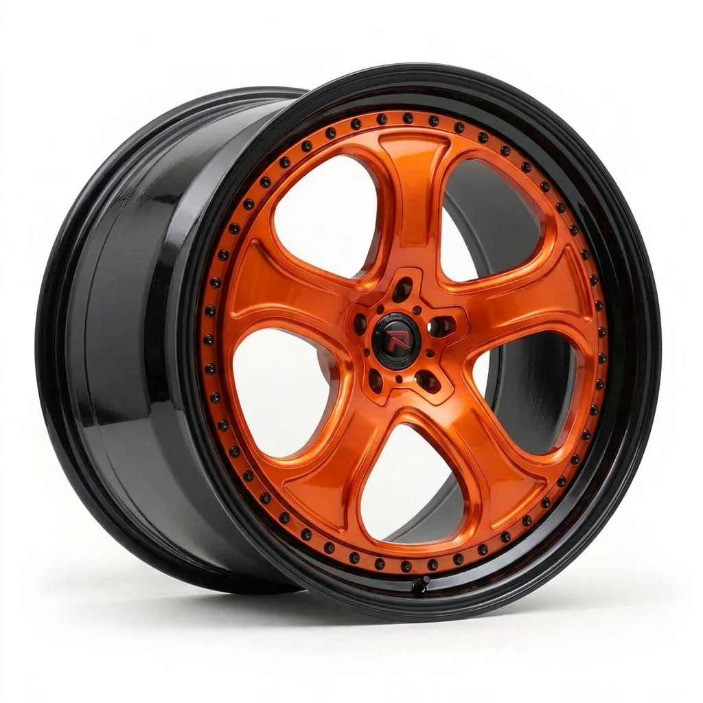 RZR XXVI forged wheel — Candy Orange / Gloss Black Lip