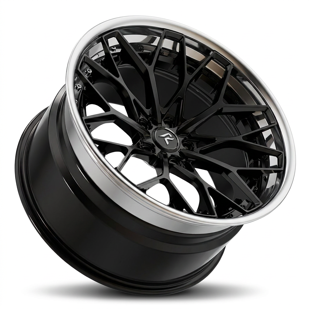 RZR VIII forged wheel — Gloss Black / Polished Lip