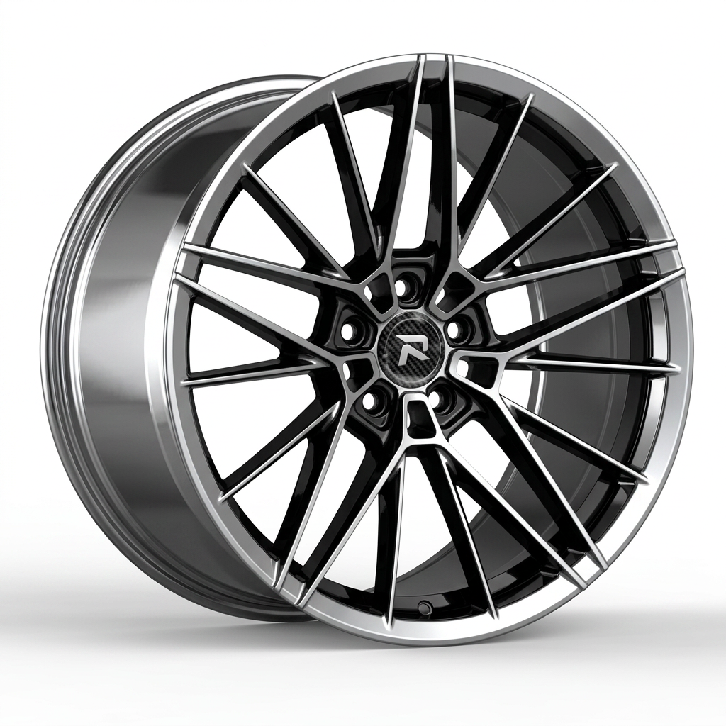 RZR CLVIII forged wheel — Liquid Silver Chrome / Black Accents