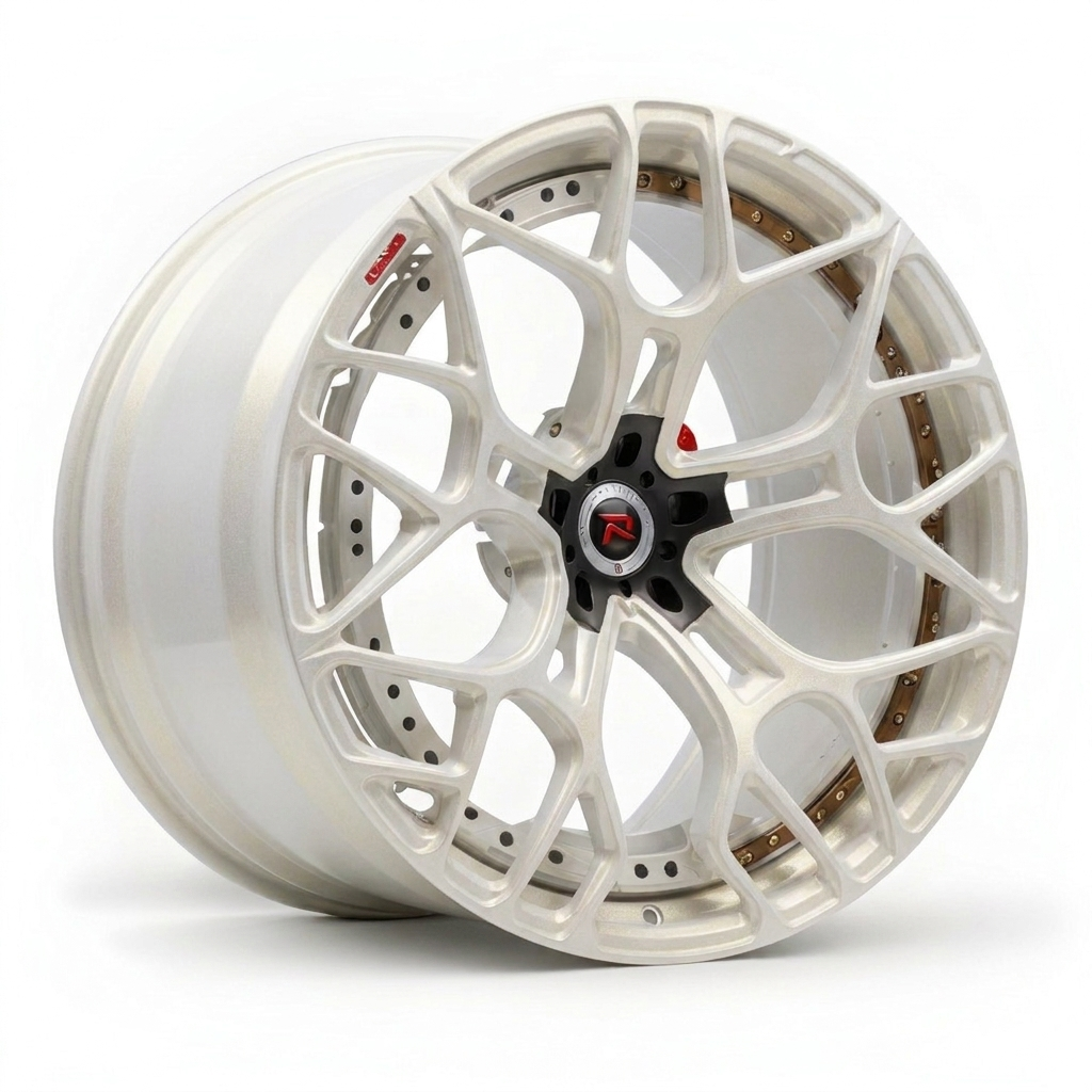 RZR XII forged wheel — Brushed Pearl White / Bronze Barrel