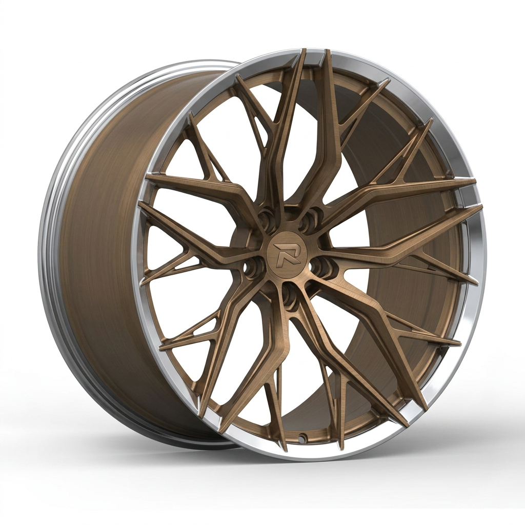 RZR CLXV forged wheel — Brushed Bronze / Polished Lip