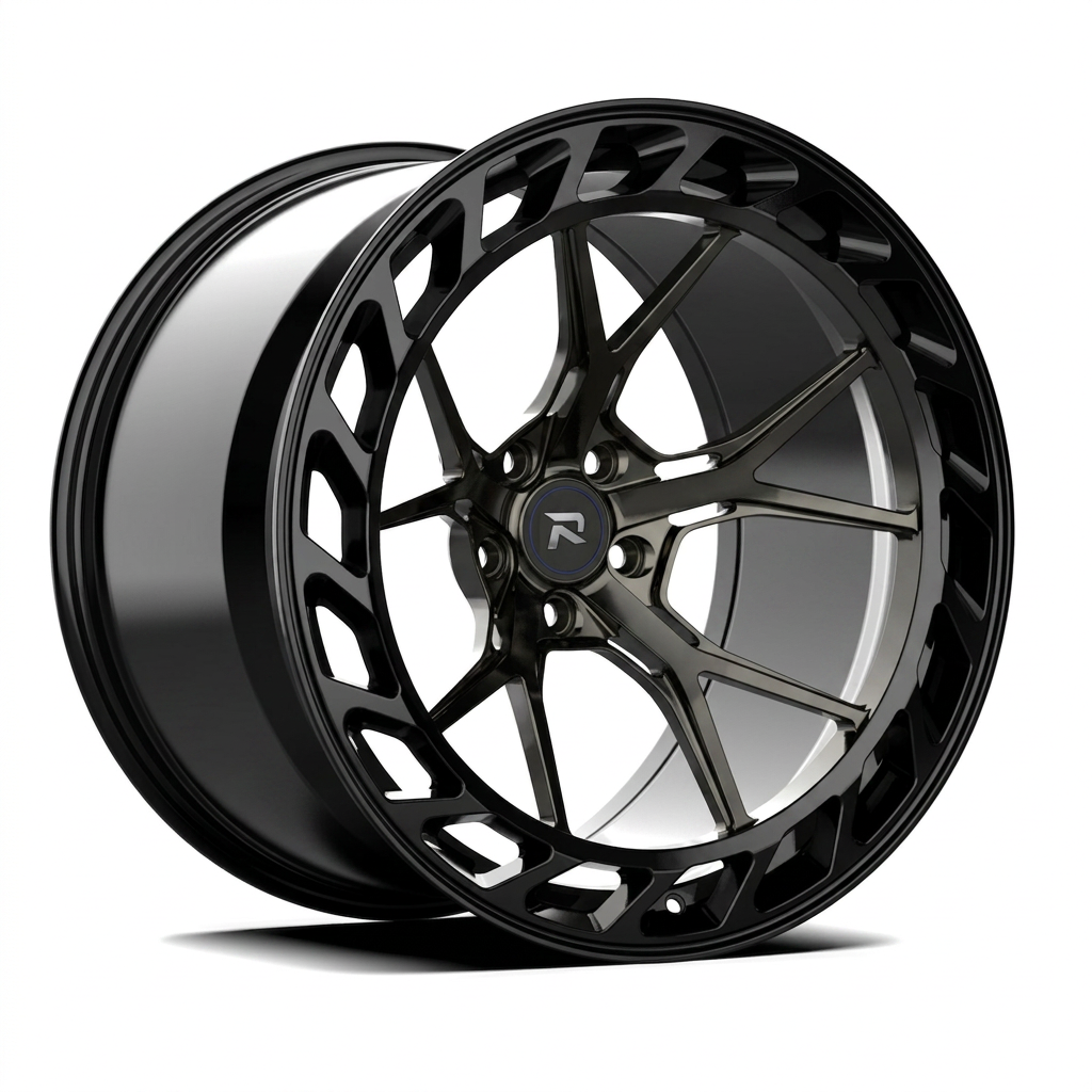 RZR CLXXXV forged wheel — Smoked Chrome / Gloss Black