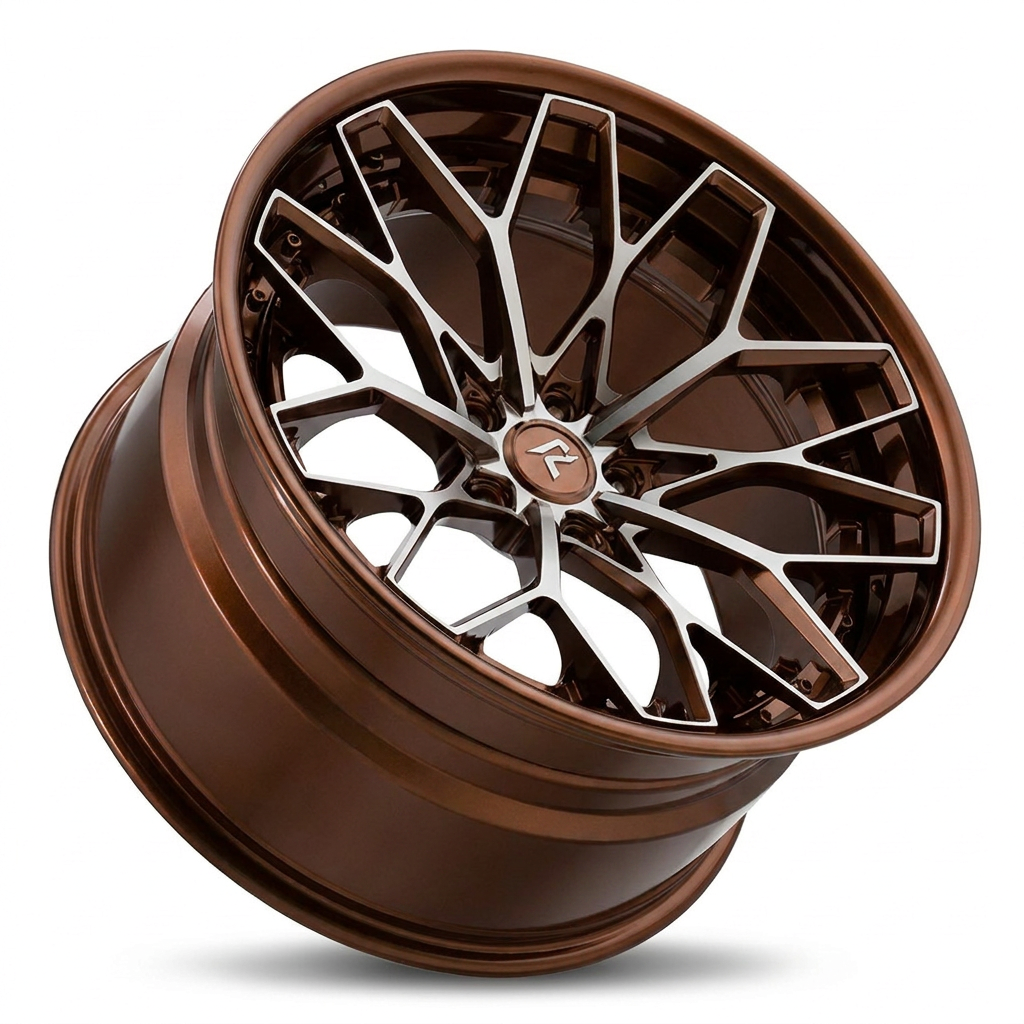 RZR VIII forged wheel — Gloss Copper Brown / Machined Spoke Faces
