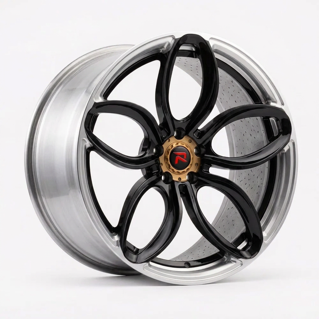 RZR XLVIII forged wheel — Gloss Black / Polished Lip