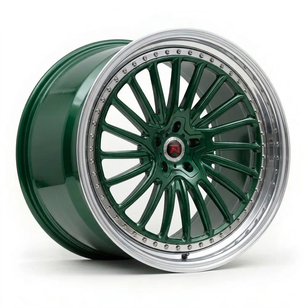 RZR XXV forged wheel — British Racing Green / Polished Lip