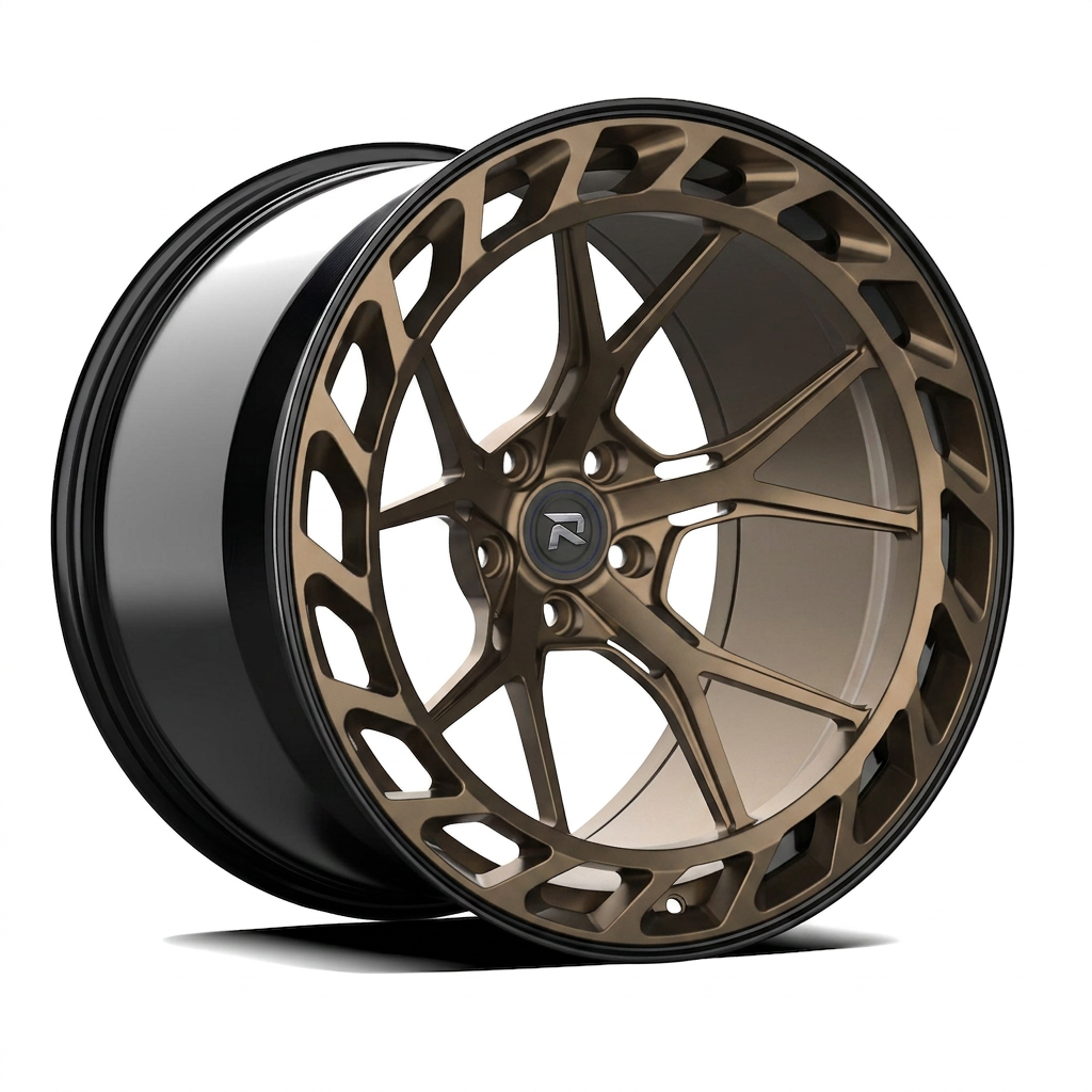RZR CLXXXV forged wheel — Satin Bronze / Gloss Black Lip