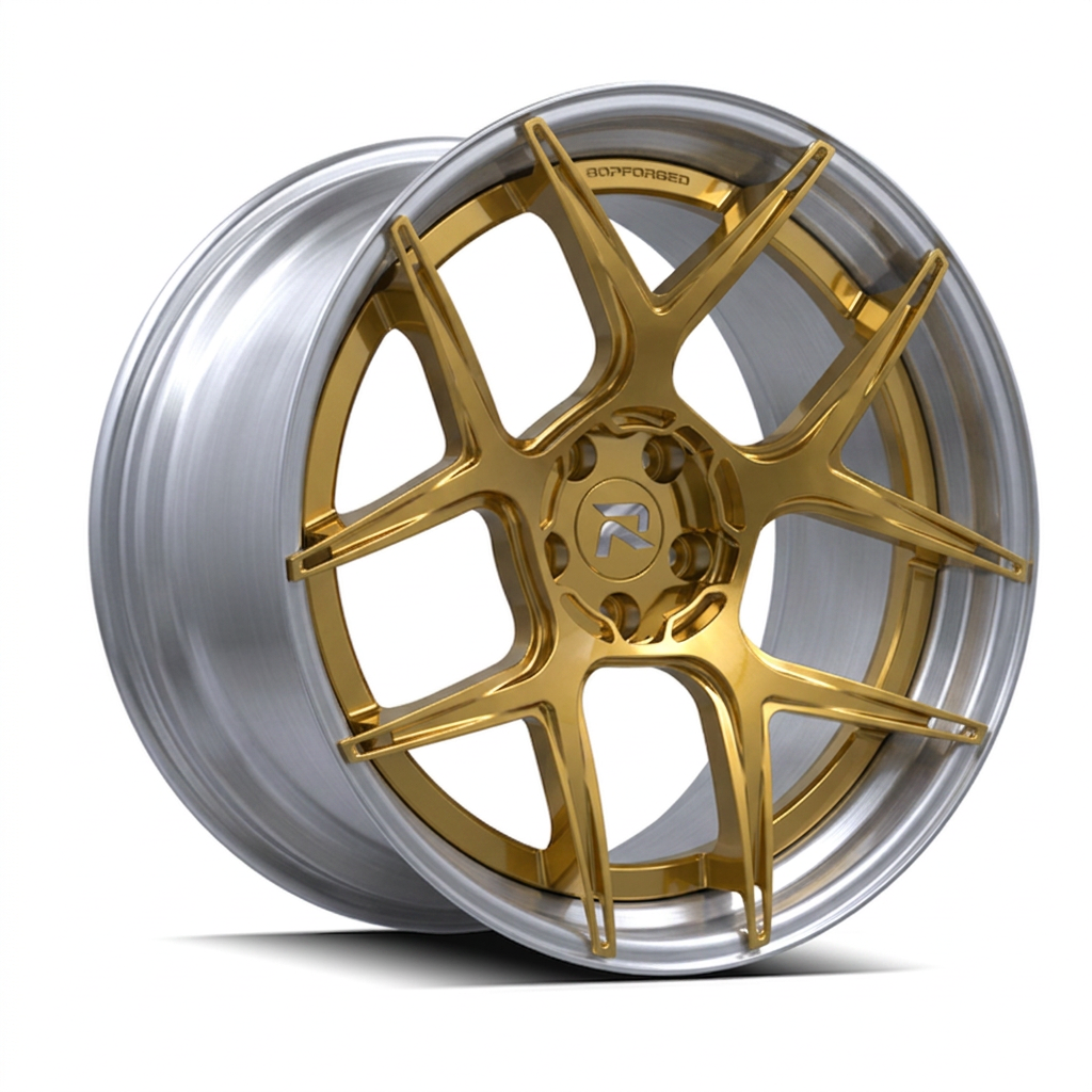 RZR CVIII forged wheel — Gloss Gold / Machined Lip